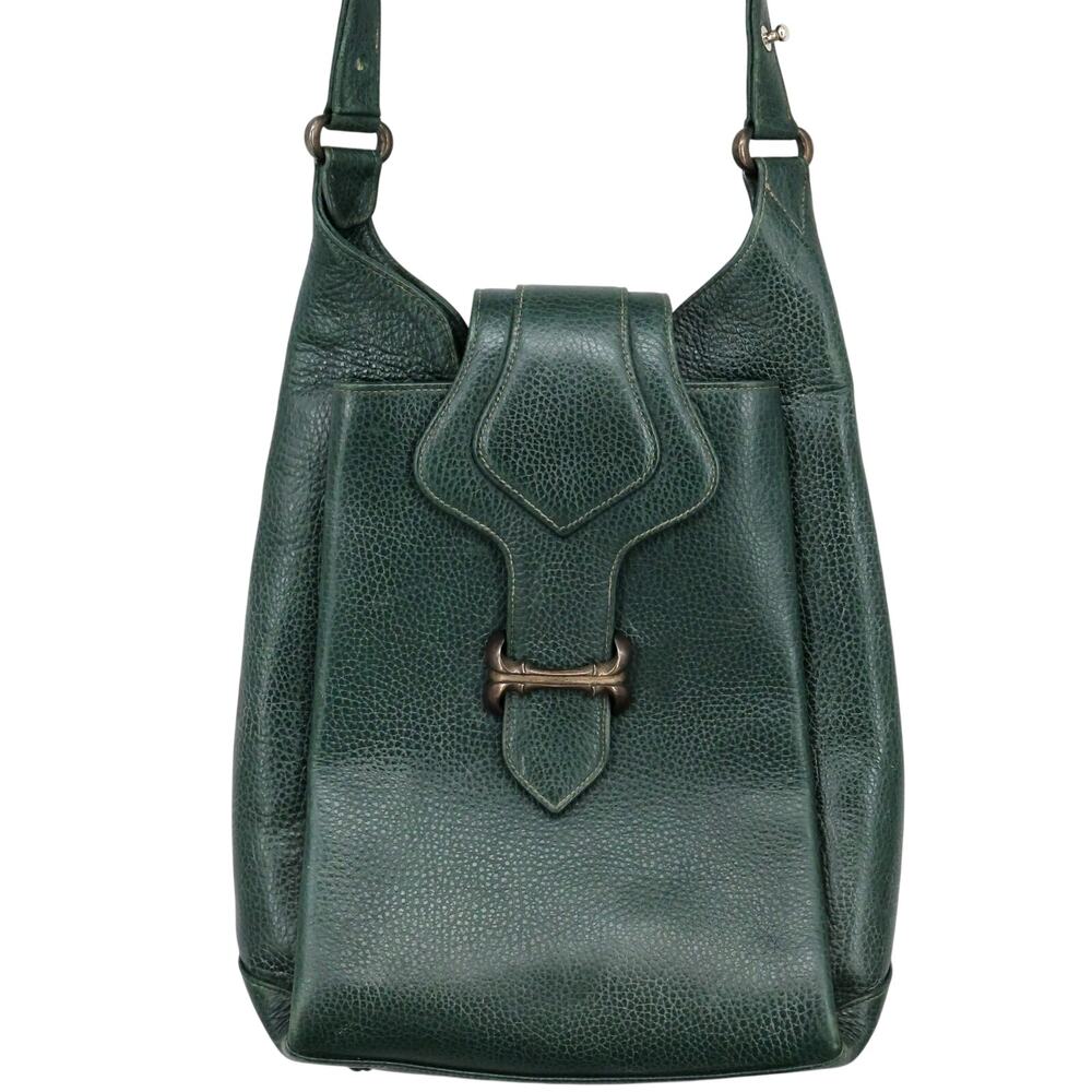 Elizabeth Rand Bag Womens Green Leather Shoulder Strap Handbag Vintage Rare